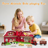 Big Red Barn Toys for Toddlers 1-3, Farm Animal Figures Playset with Tractor for 2 3 4 5 Year Old Kids, Musical Preschool Montessori STEM Learning Toys, Christmas Birthday Easter Gift for Boys Girls