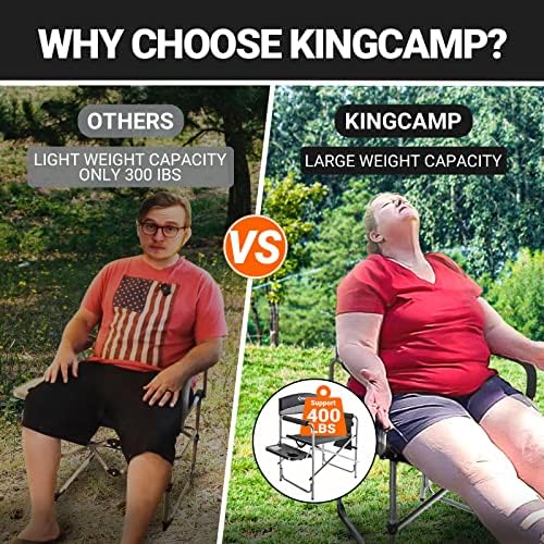 KingCamp 2-Pack Directors Camping Chair with Padded Folding Portable Seats, Black
