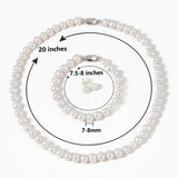 YONGMAN Freshwater Cultured Pearl Necklace Set Includes Stunning Bracelet and Stud Earrings Jewelry Set for Women Gift for Mother's Day, Anniversary, Birthday, Wedding
