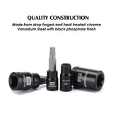 MIXPOWER 25 Piece Torx Bit and Socket Set, 13 Star Bits (T8- T60) & 12 E-Torx Sockets (E4-E22), Professional Grade Auto & Motorcycle Mechanic Set