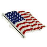 PinMart Set of 2 American Flag Lapel Pins Waving Gold colored&Nickel Plated