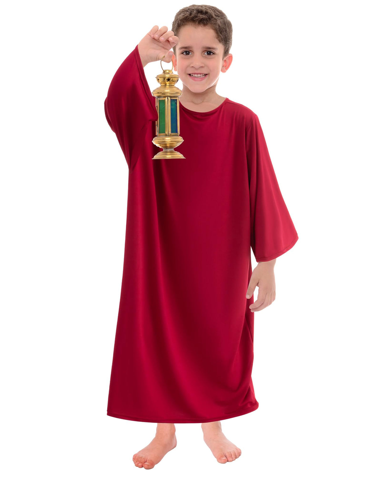 Toulite Nativity Costumes for Kids Shepherd Jesus Halloween Christmas Saint Judge Robe Priest Costumes for Boys Girls(Red,6-9y/39.4 Inches)