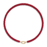 CONRAN KREMIX Red Stone Beaded Necklace for Women,Natural Gemstone Bead Choker Necklaces Boho Summer Beach Layering Necklace Jewelry Gift for Women