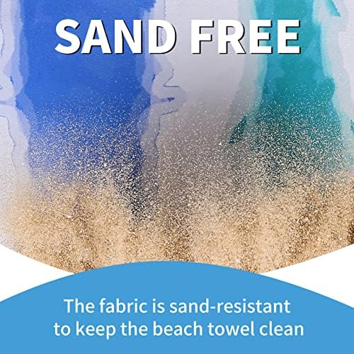 2 Pack Lightweight Thin Beach Towel Oversized 71"x32" Big Extra Large Microfiber Sand Free Towels for Adult Quick Dry Travel Camping Beach Accessories Vacation Essential Gift Black Mandala Blue Shell