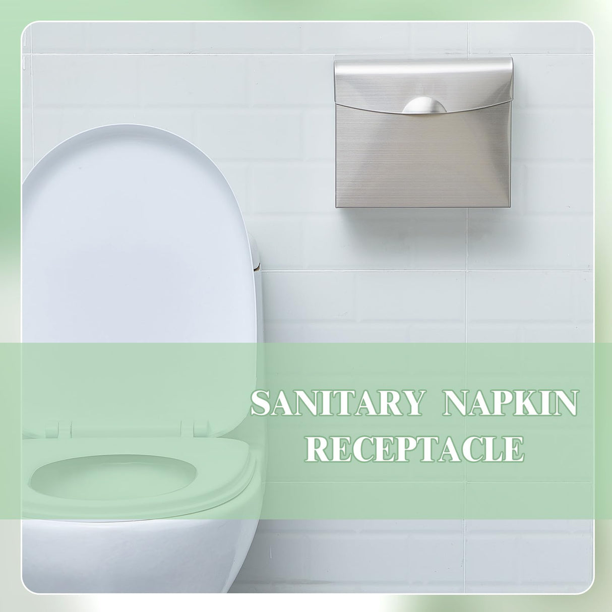 Tioncy 4 Pcs Sanitary Napkin Disposal Receptacle Stainless Steel Sanitary Napkin Receptacle Wall Mounted Tampon Disposal Bin Waste Tampon Holder Feminine Hygiene Container (Silvery White)
