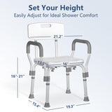 KingPavonini Shower Chair for Inside Shower with Arms and Back, FSA/HSA Eligible 400LBS Heavy Duty Shower Seat for Bathtub, Reinforced Guard, Height Adjustable Bath Seat for Elderly, Adults & Disabled