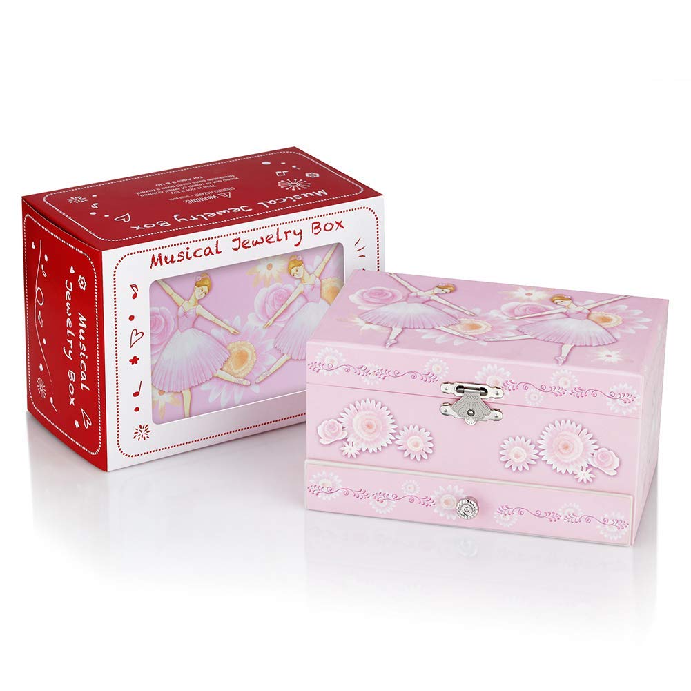 RR ROUND RICH DESIGN Kids Musical Jewelry Box for Girls Pink