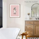 Dazzlewall Funny Duck Wall Art, Pink Cool Sunglass Goose Wall Artwork Print Minimalist Animal Bathrobe Painting for Bathroom Bathtub Toilet Decor, 12x16 in Unframed