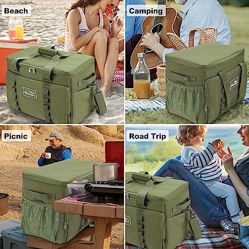 Cooler Bag 48-Can Insulated Leakproof Soft Cooler Large Collapsible Portable Travel Cooler Bags 32L for Picnic, Waterproof Soft Ice Chest for Camping, Beach, Fishing, Outdoor - 32 Quart