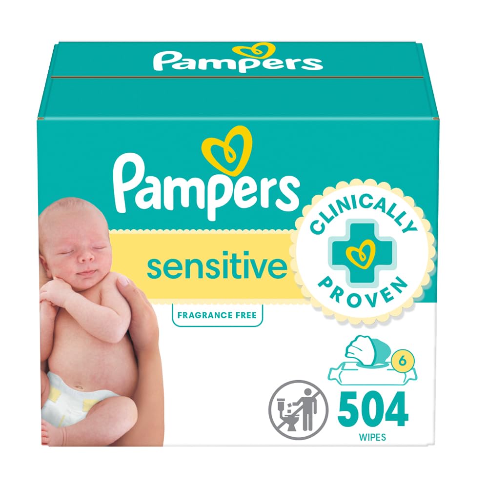 Pampers Baby Wipes, Sensitive, Water Based Wipe, Clinically Proven, Hypoallergenic, and Unscented for Babies, 1008 Wipes Total (12 Flip-Top Packs)
