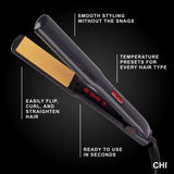 CHI G2 Digital Flat Iron, Straightening Hairstyling Iron For Smooth, Silky Hair, Titanium Infused Ceramic 1" Plates