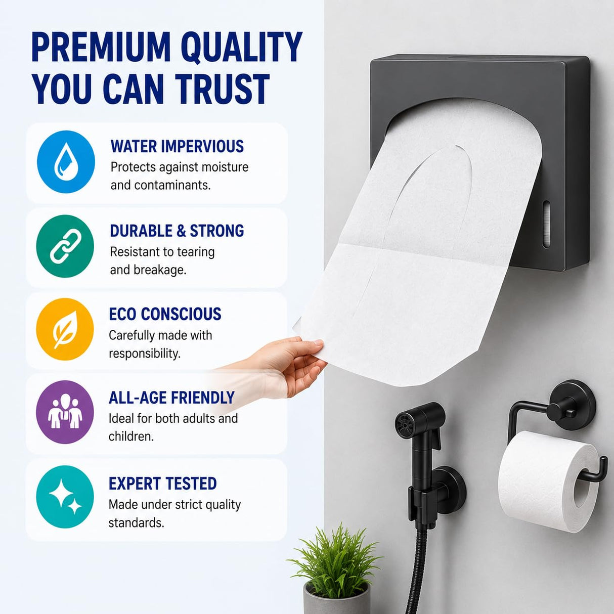 MP MOZZPAK Toilet Seat Covers Disposable Flushable – 2000 Sheets (8 Packs of 250) | Flushable Half-Fold Paper Liners | Hygienic Protection for Public Restrooms, Travel, Hotels, Kids Potty Training