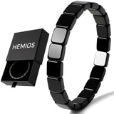 Hemios Hematite Bracelet Men - Reignites Masculine Energy, Natural Hematite Stone Beaded Stretch Healing Bracelets Valentines Birthday Anniversary Christmas Jewelry Gifts for Him