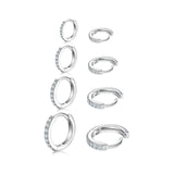 4 Pairs 925 Sterling Silver Small Hoop Earrings for Women Men 6 8 10 12mm