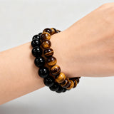 Ruishupin Natural obsidian bracelet,Tigers eye black obsidian 8/10/12/13mm