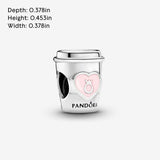 PANDORA Take a Break Coffee Cup Charm - Engraved Charm - Gift for Coffee Lovers - With Gift Box - Compatible Moments Charm Bracelets - Sterling Silver