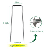 6 Inches Galvanized Garden Staples, Metal Tent StakeHeavy Duty U-Shaped Pins and Landscaping Staples for Sod Anchoring Landscape Fabric Irrigation Tubing (100, Silver)