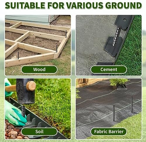 16 inches Ground Rebar Stakes (16 pcs) Heavy Duty Metal Spikes for Concrete Timber Garden Plant, Long Straight Steel Stakes for Tent, 3/8" Thickness Ground Anchors with Chisel Point End, Black