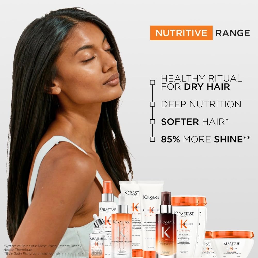 KÉRASTASE Nutritive 8H Magic Night Hair Serum, Overnight Hydrating Treatment for Dry Hair, Intensely Nourishes, Detangles & Prevents Frizz for All Hair Types, 3.04 Fl Oz