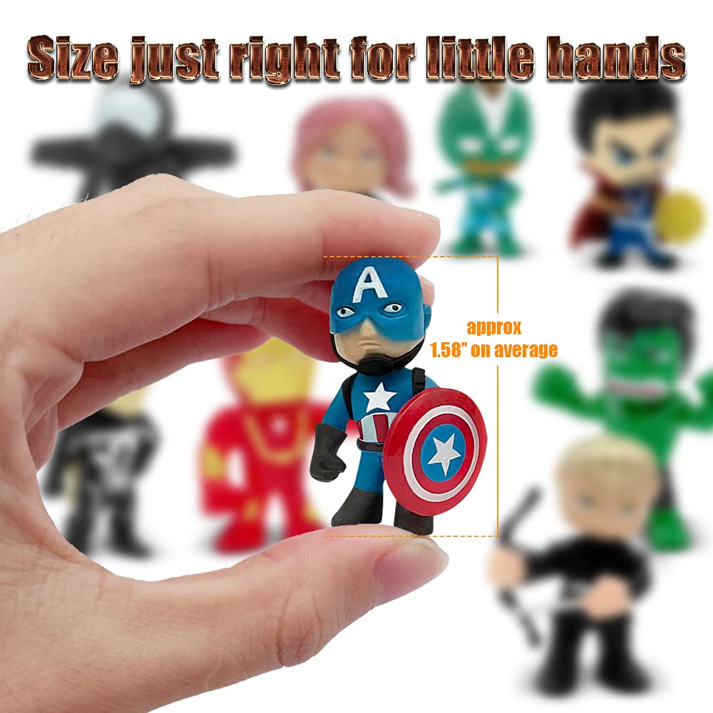 DLOCVN Mini Superhero Toys, 26PCS Minifigures Small Action Figures Superhero Party Birthday Decorations for Kids’ Christmas Stocking, Easter Eggs Cake Toppers Collectibles
