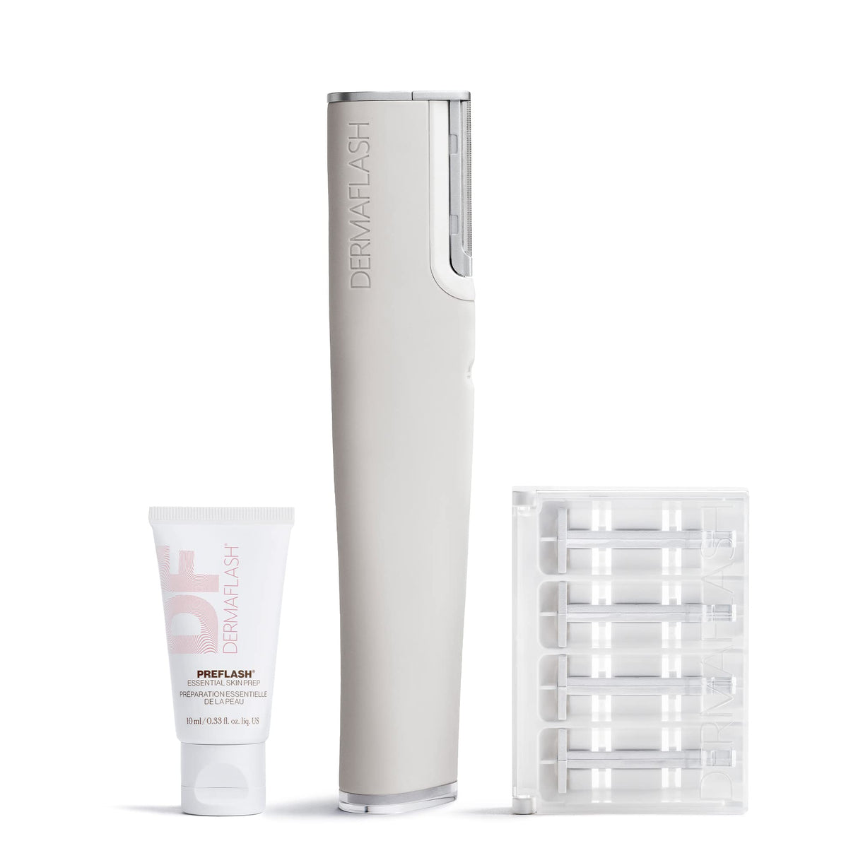 DERMAFLASH LUXE+ Sonic Dermaplaning Tool for Face Peach Fuzz Removal, Anti-Aging and Exfoliation, Stone