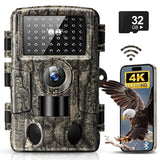 MRSCRET WiFi Trail Camera, 4k 60MP Game Camera with Night Vision Ip66 Waterproof 120°Wide Angle 0.1s Trigger Speed,Suitable for Outdoor Wildlife Detection, Monitoring Home Security