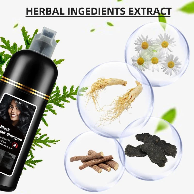 GKV 3 in 1 Hair Color Shampoo - Various Colors to Choose from, Herbal Ingredients Natural Shampoo, Botanical Hair Care, Black Hair Dye - Color: Chestnut Brown