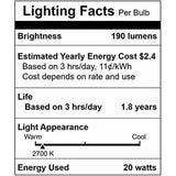 G8 Light Bulbs 20Watt 120Volt Halogen Light Bulb G8 Base Bi-Pin Shorter 1-3/8" (1.38") Length 20W T4 JCD Warm White Under Cabinet Puck Lighting Replacements,10Pack