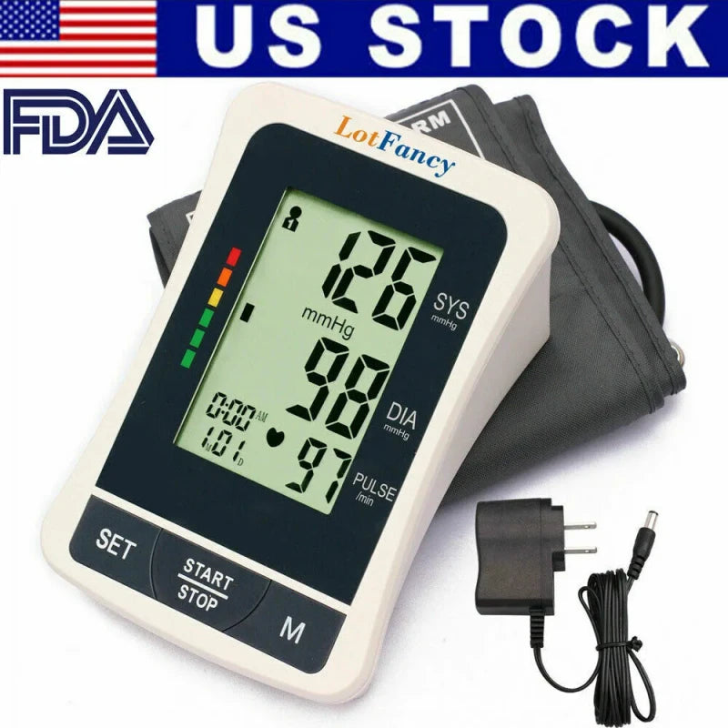 LotFancy Automatic Upper Arm High Blood Pressure Monitor BP Cuff Heart Rate Machine Test