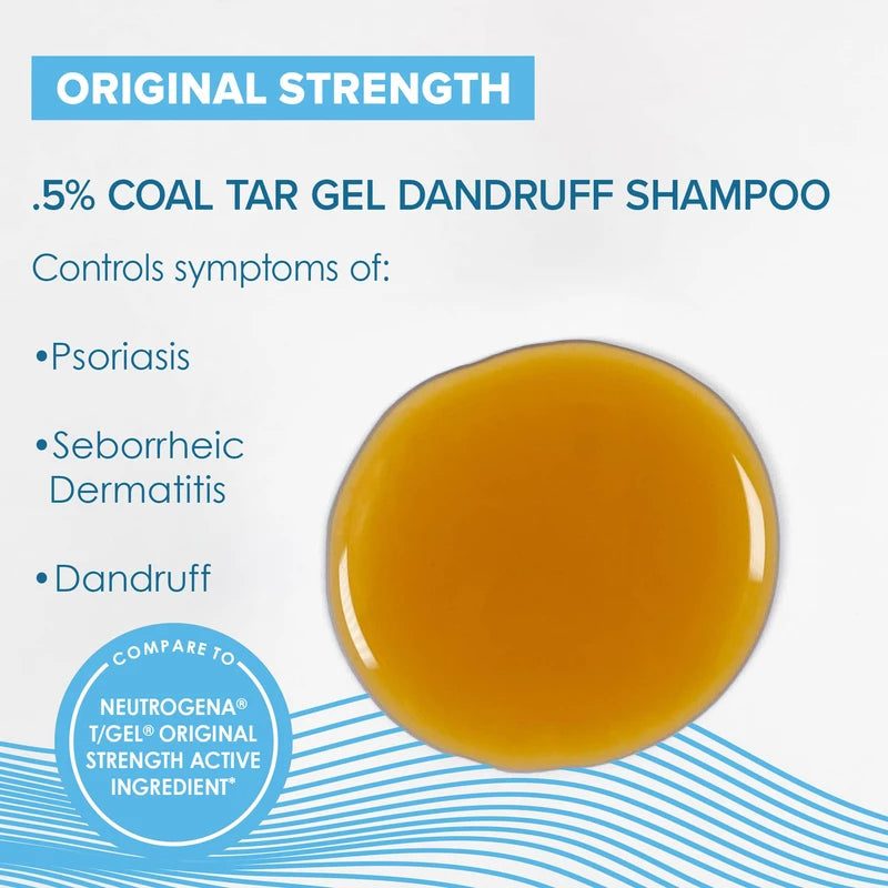 True+Real Therapeutic Plus Tar Gel Anti-Dandruff Shampoo Original Strength 0.5% Coal Tar, 16 Fl Oz, Pack of 2