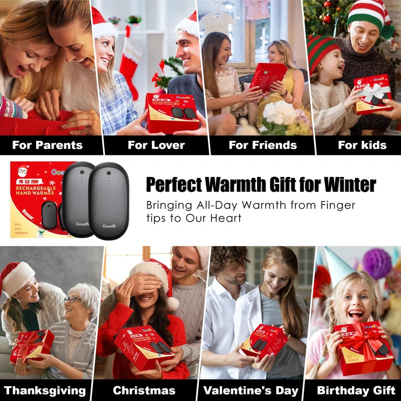 Hand Warmers Rechargeable, Electric Rechargeable Hand Warmer for Christmas Golf Hunting Camping Accessories