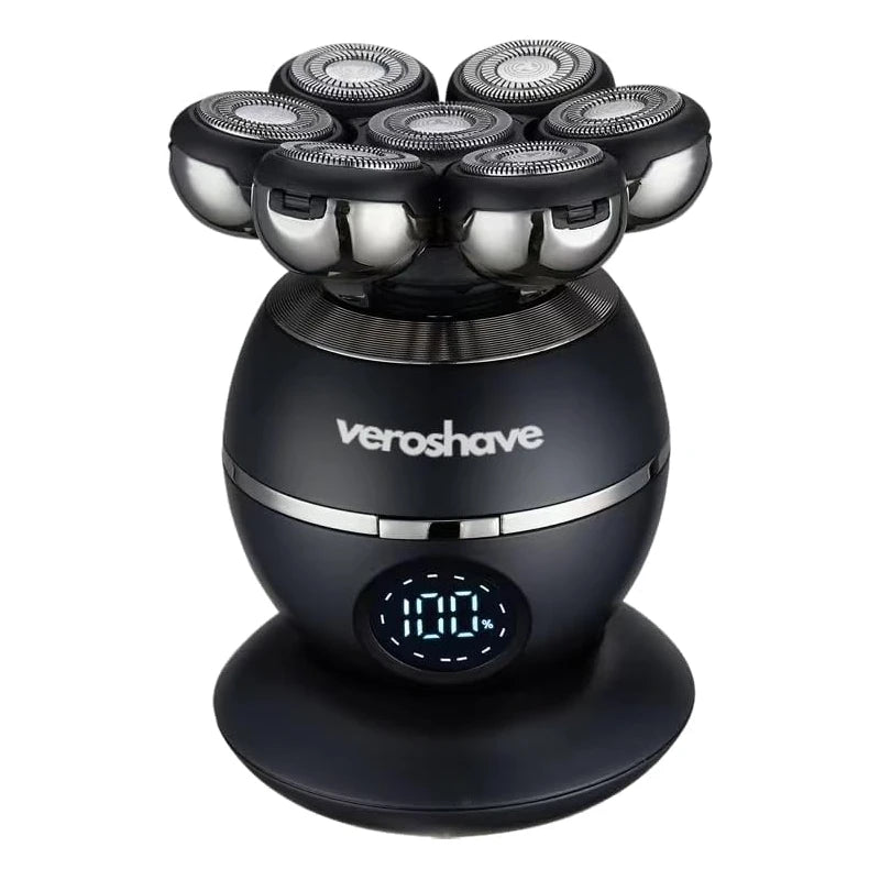 VEROSHAVE Veroshave 7-Blade Bald Head Shaver for Men - Cordless Hair Shaver for Men Bald, Rechargeable Head Trimmer for Men Bald Head, Mess-Free & Full-Shave Travel-Friendly Grooming Kit with Curved Blades