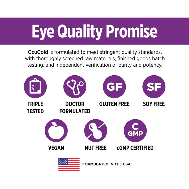 DOCTORS' PREFERRED Clinical-Grade OcuGold with Lutein and Zeaxanthin, Bilberry, Saffron for Macula & Retina Health, Digital Eye Strain, Eye Fatigue and Visual Performance - 30 Vegan Capsules