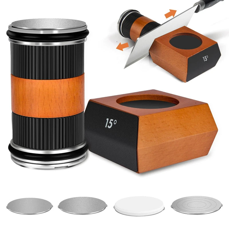 CYYOLLPF Knife Sharpener Tool,Upgraded Rolling Knife Sharpener Kit,Knife Sharpening with Diamond and Ceramic for Steel of Any Hardness,Kitchen Knives Sharpener Kit with 15 & 20 Degree Magnetic Angle (black)