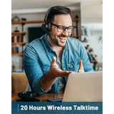 Bluetooth Headset with Microphone, Wireless Headset, Qualcomm Chip/ENC Noise Reduction Mic/Lightweight Comfort/20H Playtime/Multipoint, Stereo Single-Ear Headset for Laptop/Cell Phone/Tablet