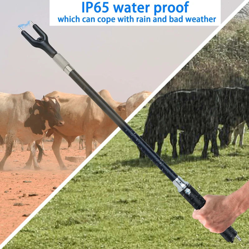 Kehail Retractable Aluminum Cattle Prod, 43.6" Waterproof Cattle Prod Stick, Rechargeable Electric Livestock Prod (1 Pack)
