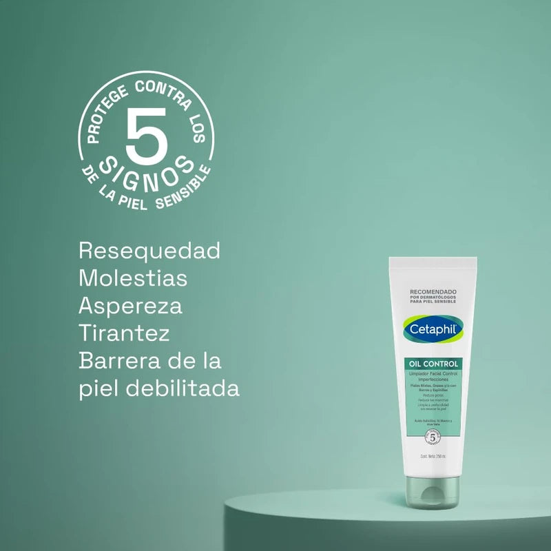 CETAPHIL OIL CONTROL Limpiador Facial Control Imperfecciones 250ml Limpia Profundamente Reduce Poros y Puntos Negros Elimina Exceso de Grasa Recomendado por DermatÃ³logos para Piel Sensible