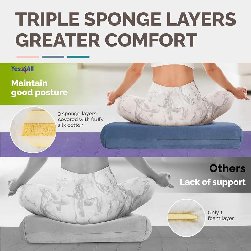 Yes4All Set of 5 Triple-Layer Sponge Yoga Bolster Pillow for Restorative Yoga & Meditation - Versatile Yoga Support Pillow, Balance & Poses Modification