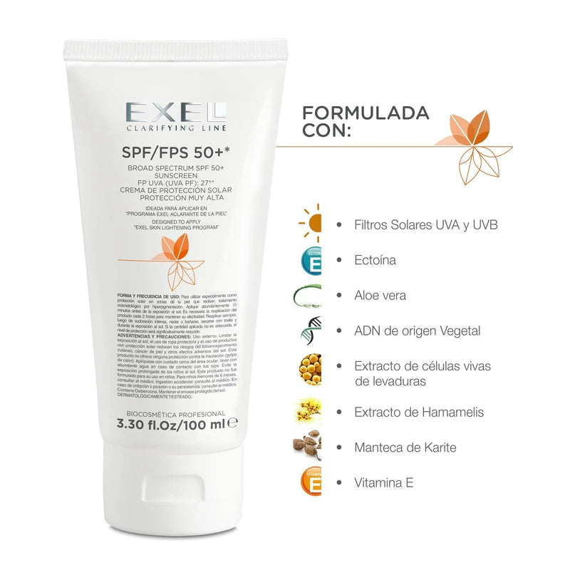Exel Biocosmetic Sunscreen SPF 60 PF UVA UVB 27 Broad Spectrum Ectoin and Titanium Dioxide, 100ml