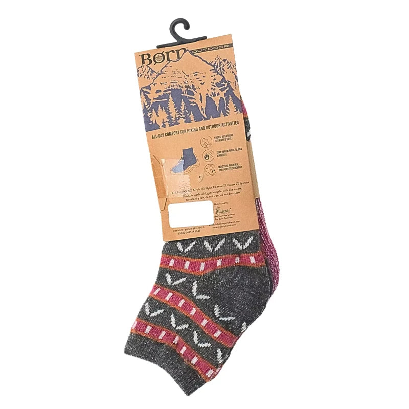 Born Outdoor Cushion Sole Wool Blend Quarter Socks 4 Pairs Size 4-10