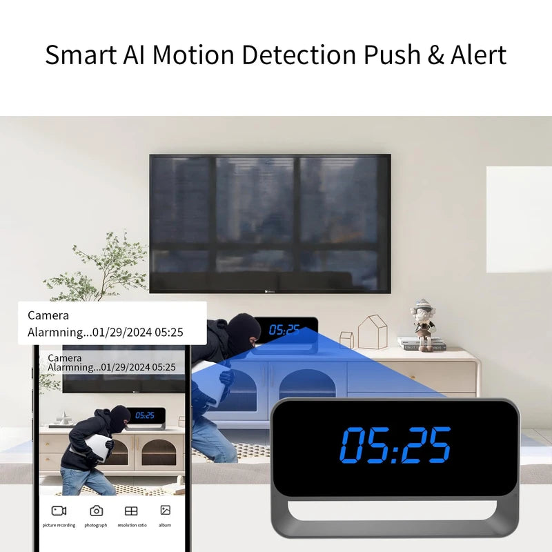 LIBREFLY LIBREFLY Clock Camera - Full HD 1080P WiFi Camera - Mini Wireless Nanny Cam with Night Vision - Indoor Home Security Surveillance