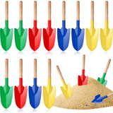 Gisafai 12 Pcs Toy Shovels for Kids Gardening Tools Kids Shovel Mini Metal Garden Shovel Sand Shovels with Sturdy Wooden Handle for Summer Beach Toddler Soil Planting Digging Tools, 4 Colors