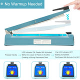 SEELAUGH Impulse Sealer 16 inch Heat Sealer for Plastic Bags, Metal Plastic Bag Sealer Heat Seal, Mylar Bag Sealer, Manual Poly Bag Hot Seal Sealing Machine with 4 Repair Kit(2 Cutting Lines Included)