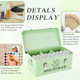 Himake 60 Slots Seed Storage Box with 4 Dividers, Metal Seed Storage Organizer Saving Box, Seeds Packet Container, Professional All-in-One Kit with 60 Seeds Envelopes and Label Stickers