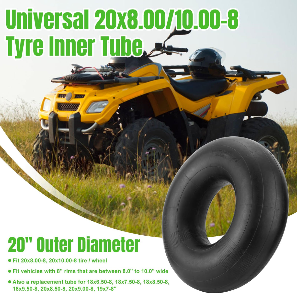 20x8.00-8 20x10.00-8 Inner Tubes with TR-13 Straight Valve Stem, 2 Pack
