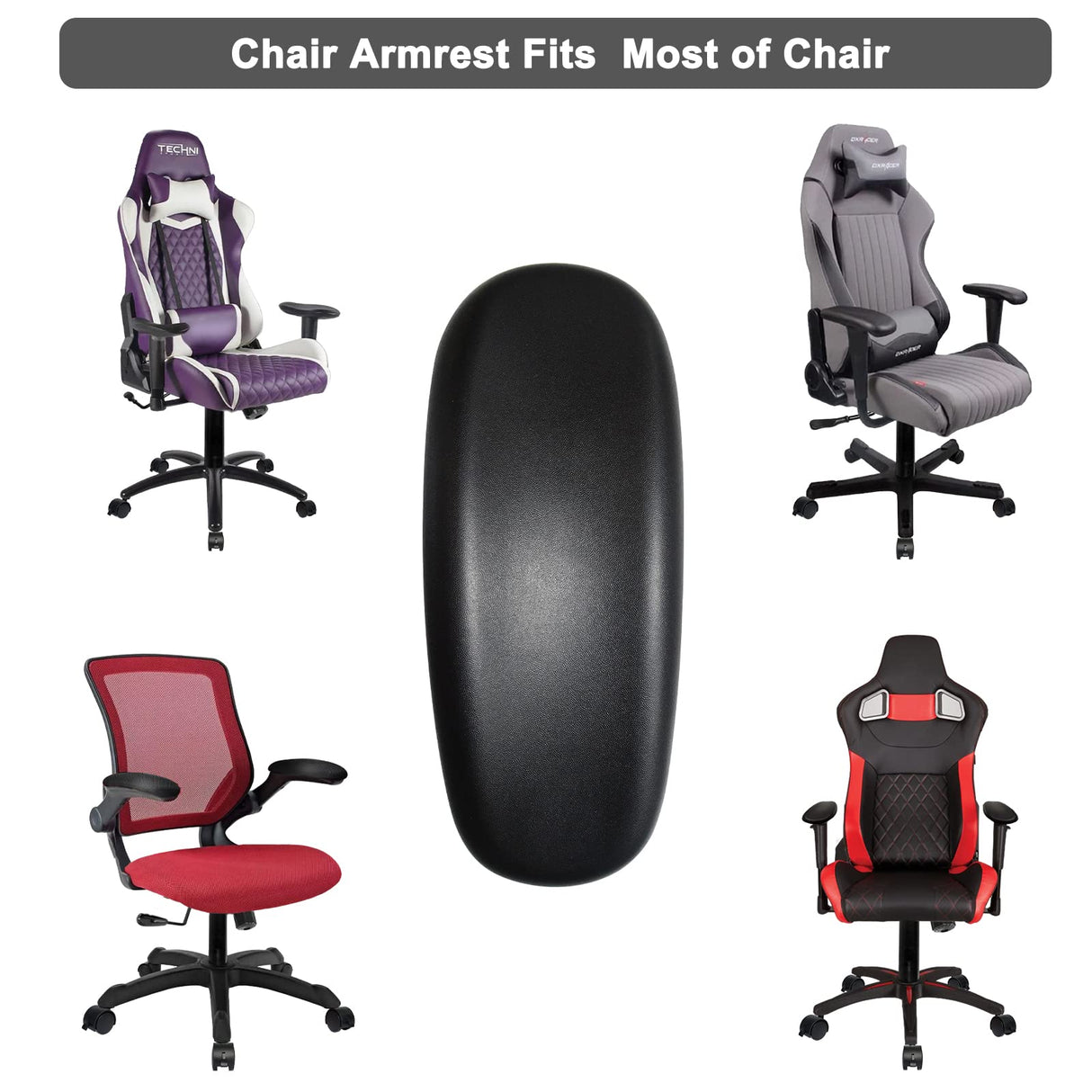 MySit Office Chair Armrest Replacement Arm Pads Universal 4" or 5.5" Mounting Hole (Set of 2) Black