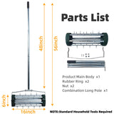 FUCIHOMA Rolling Lawn Aerator Tool, 57 Inch Back-Saving Handle, Heavy Duty Galvanized Steel Spike Aerator for Grass Roots, 1.4" D Manual Push Loosener