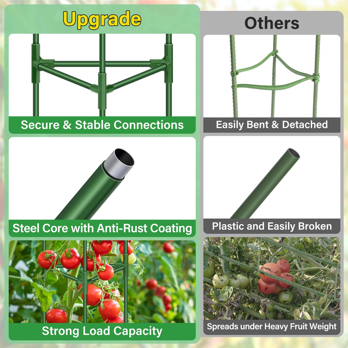 Legigo 2 Pack 57 Inch Tomato Cage for Garden, Heavy-Duty Tomato Trellis Plant Support Stakes, Adjustable Garden Trellis Plant Cage for Climbing Plants Peppers Outdoor Raised Garden Bed and Vegetables
