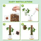 Bluepro 4 Pcs 15 Inch Plastic Moss Pole for Plants Monstera Set with 5.3oz/150g Sphagnum Moss, Plant Poles for Climbing Plants, Plant Support for Indoor Plants, Garden Ties