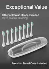 Aquasonic Vibe Series Ultra-Whitening Toothbrush – ADA Accepted Electric Toothbrush - 8 Brush Heads & Travel Case – 40,000 VPM Motor & Wireless Charging - 4 Modes w Smart Timer – Charcoal Metallic